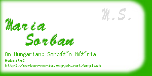 maria sorban business card
